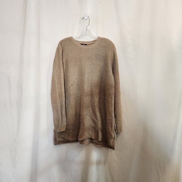 H&M Beige Lt Brown Neutral Earthy Relaxed Knit Comfy Pullover Sweater Womens XL - Picture 1 of 8